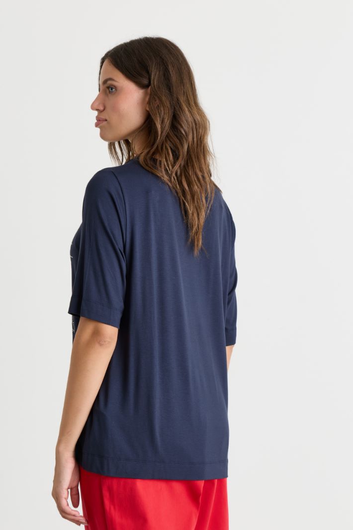Jersey T-shirt - BLUE - Intrend - 4