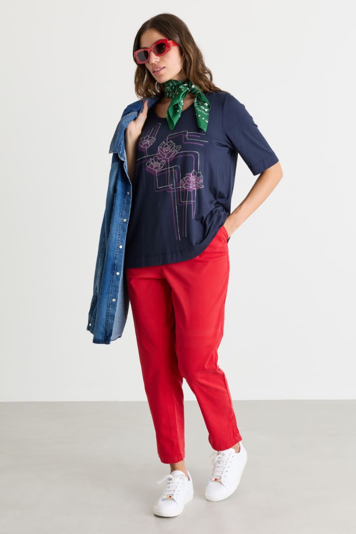 Jersey T-shirt - BLUE - Intrend
