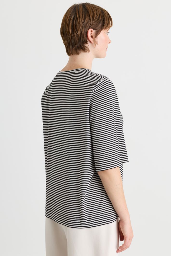 Printed jersey T-shirt - BLACK WHITE - Intrend - 4
