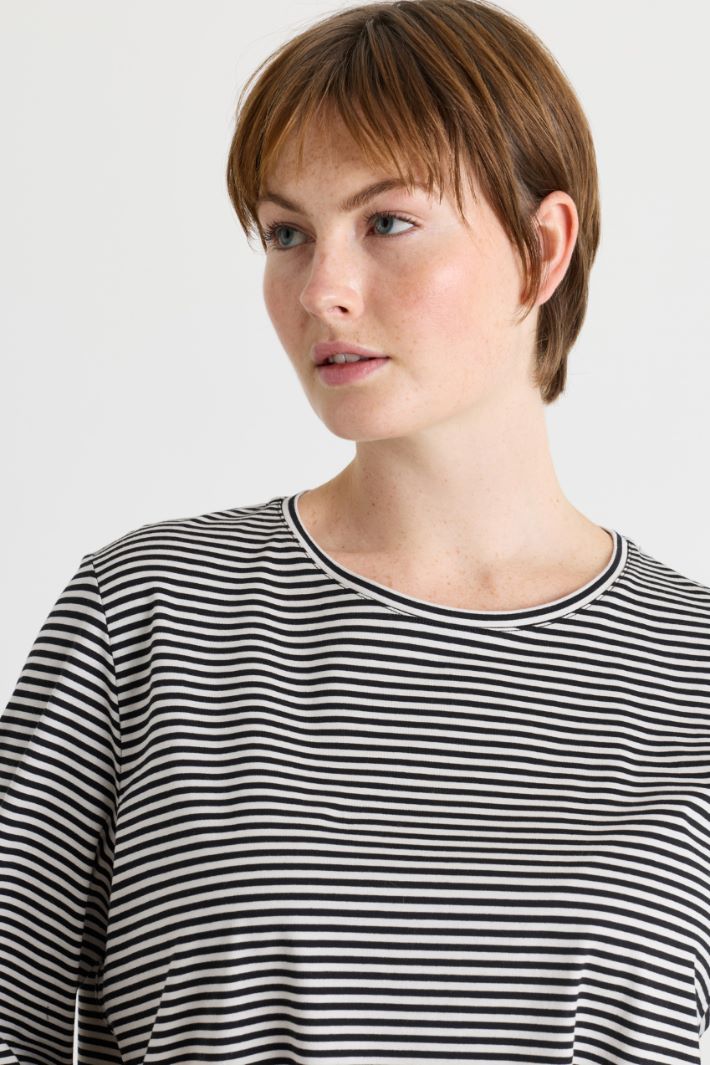 Printed jersey T-shirt - BLACK WHITE - Intrend - 3