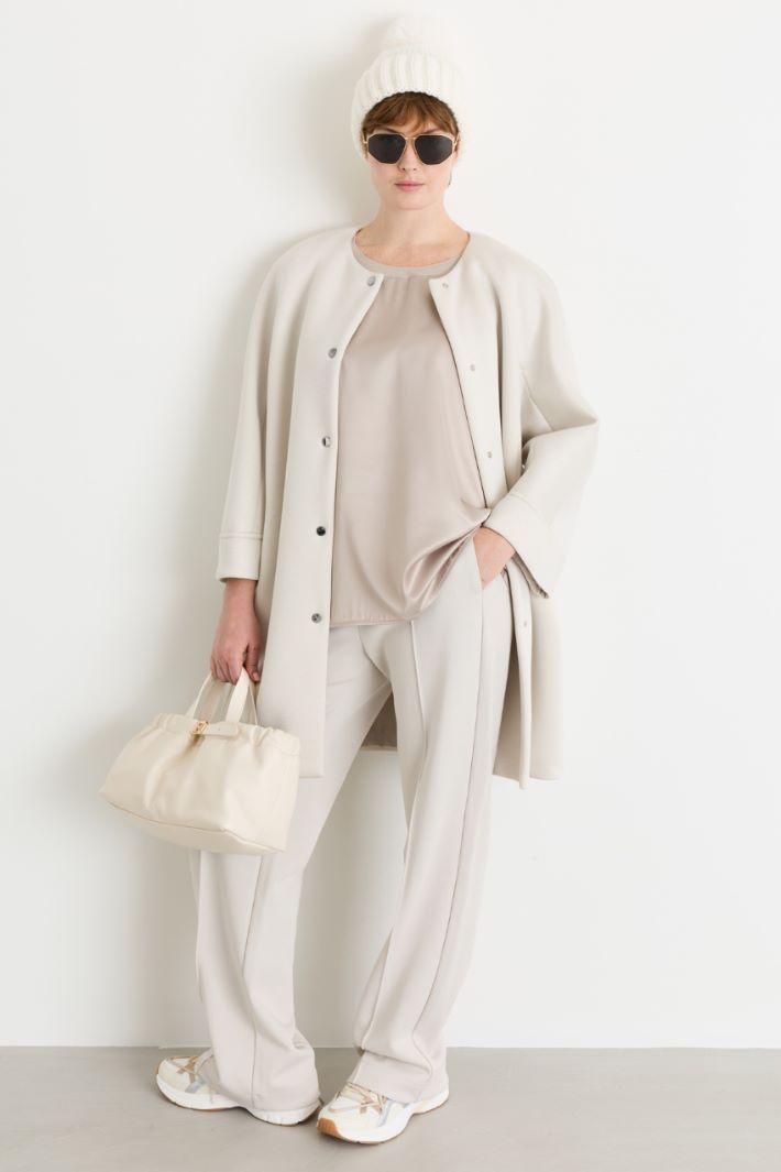 T-shirt in jersey e raso - BEIGE - Intrend
