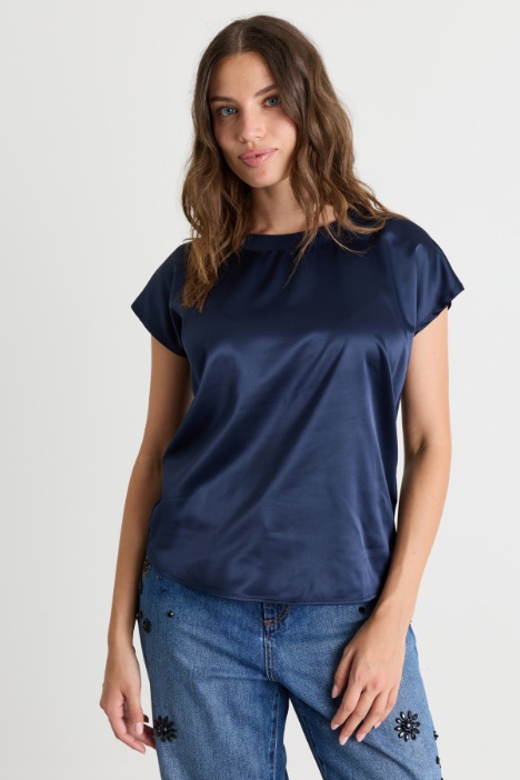 Satin-Front Jersey T-shirt - Intrend