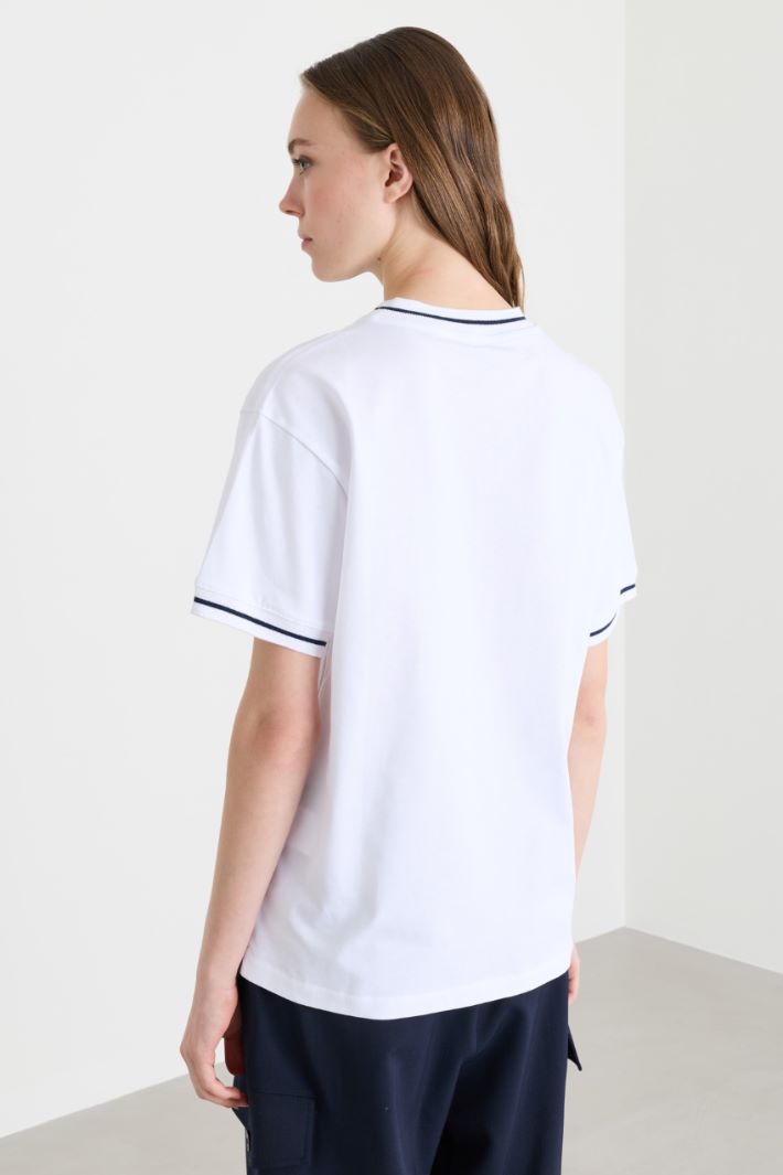 T-shirt in jersey con stemma - BIANCO BLU - Intrend - 4