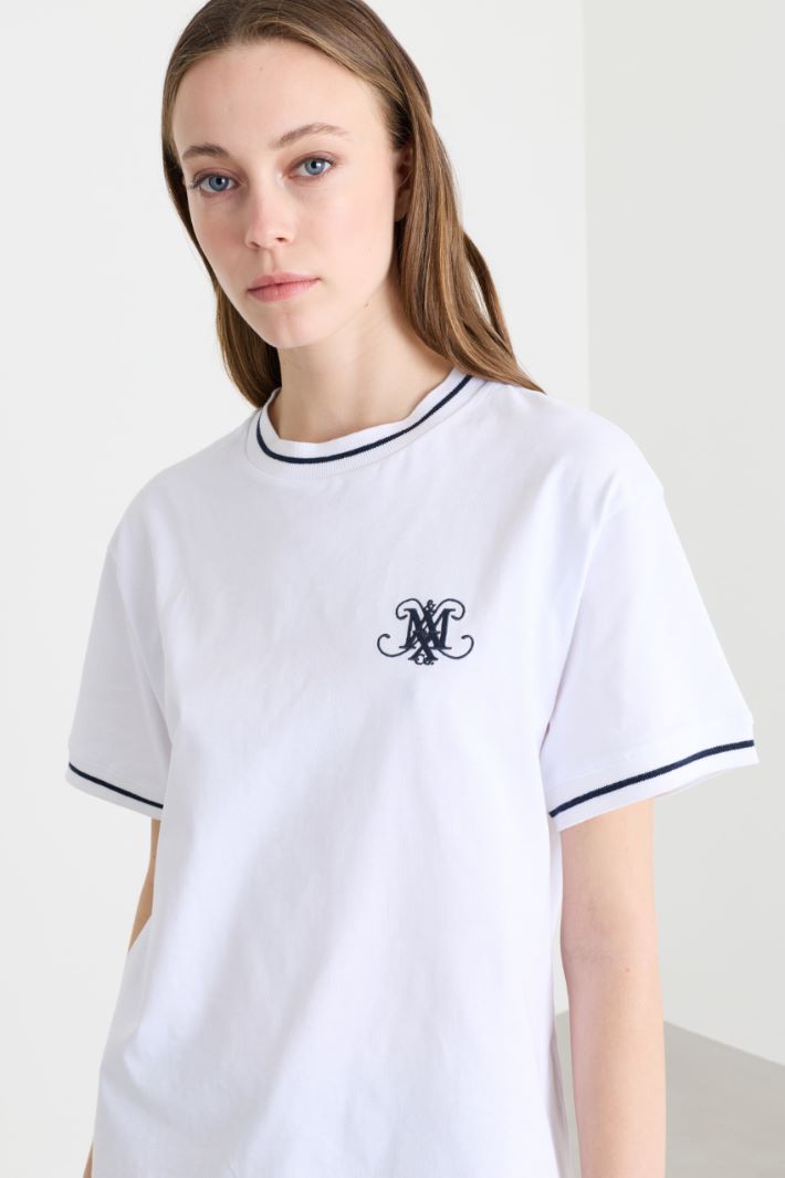 T-shirt in jersey con stemma - BIANCO BLU - Intrend - 3