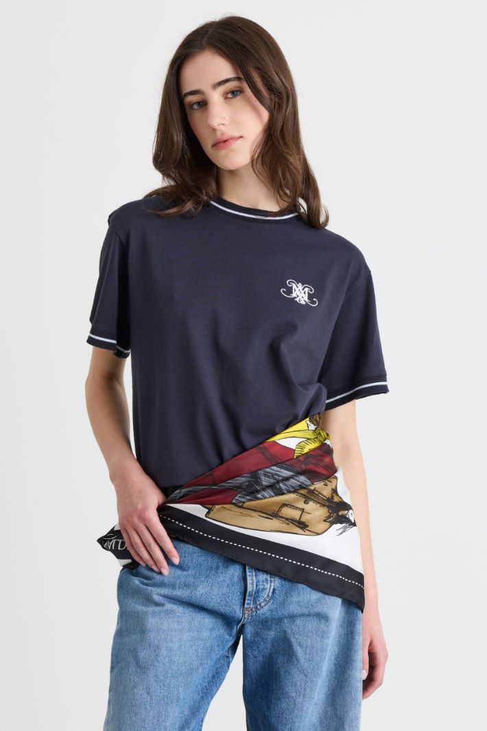 T-shirt in jersey con stemma - BLU BIANCO - Intrend - 3