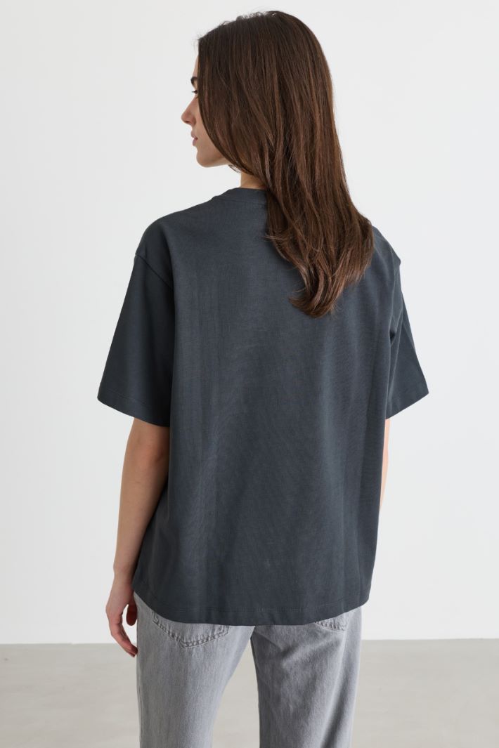 T-shirt in jersey con stampa - GRIGIO - Intrend - 4