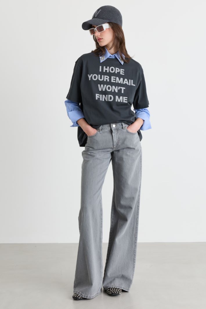 T-shirt in jersey con stampa - GRIGIO - Intrend