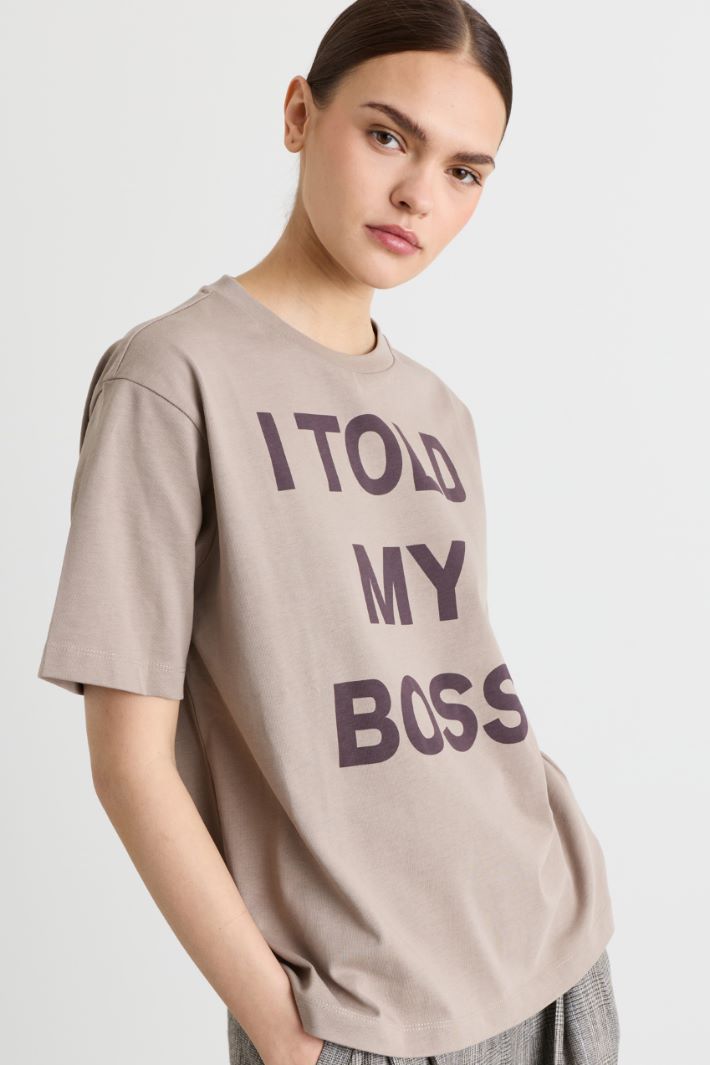 T-shirt in jersey con stampa - BEIGE - Intrend - 3