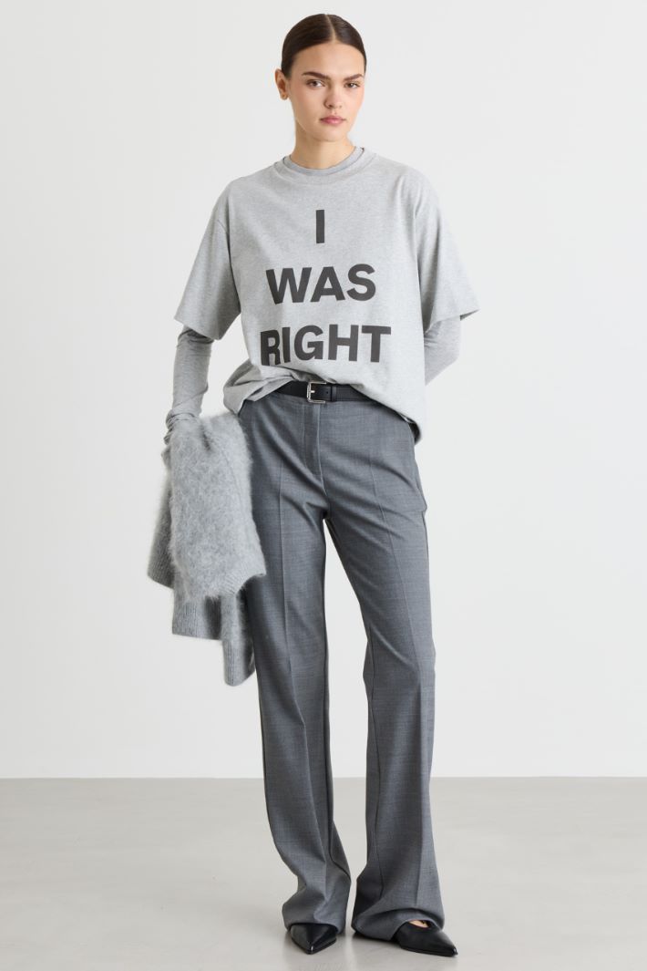 T-shirt in jersey con stampa - GRIGIO - Intrend