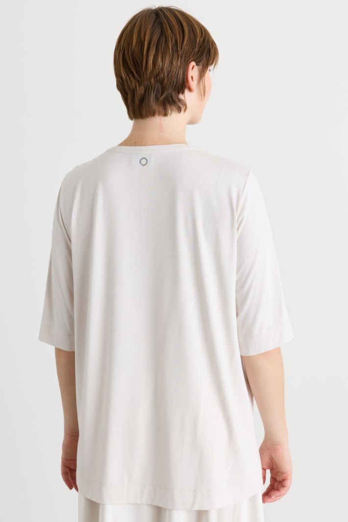 T-shirt in jersey e raso - AVORIO - Intrend - 4