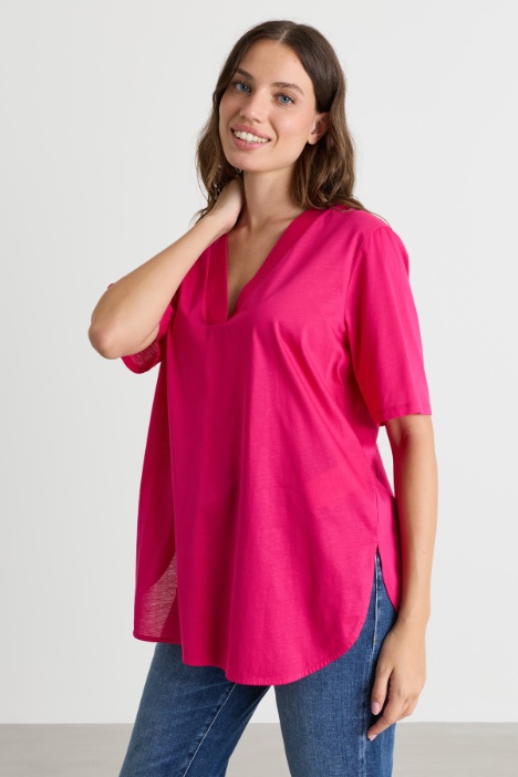 Rounded split-hem T-shirt - Intrend