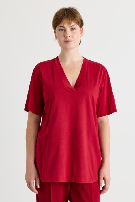 Rounded split-hem T-shirt - Intrend