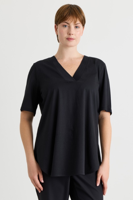 Rounded split-hem T-shirt - Intrend