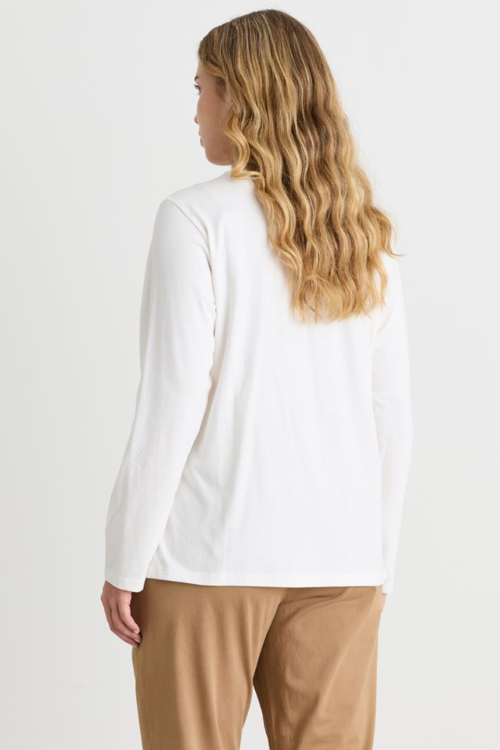 T-shirt in jersey con applicazione - BIANCO - Intrend - 4