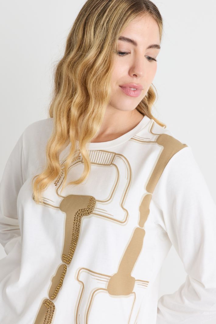T-shirt in jersey con applicazione - BIANCO - Intrend - 3