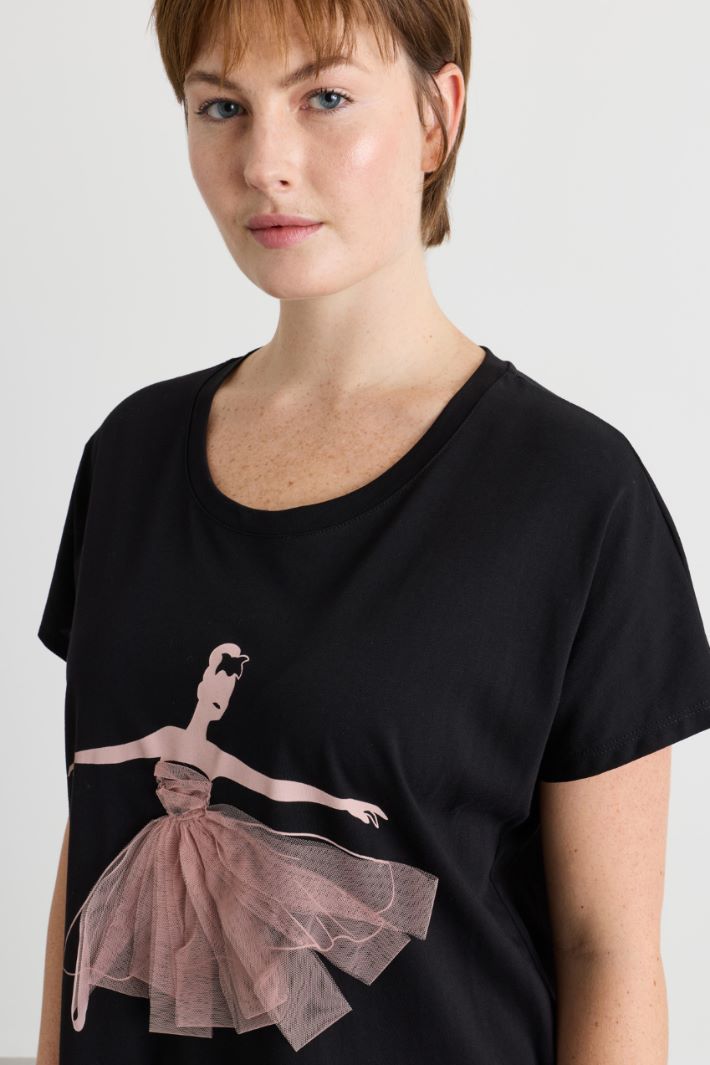T-shirt in jersey con stampa - NERO - Intrend - 3