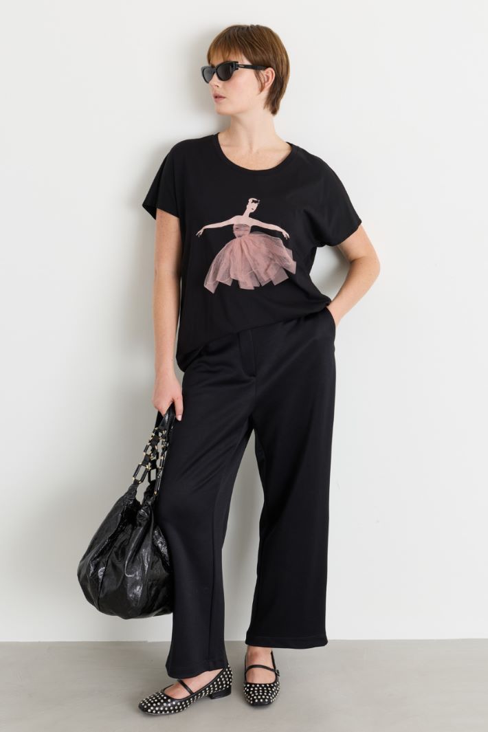 T-shirt in jersey con stampa - NERO - Intrend