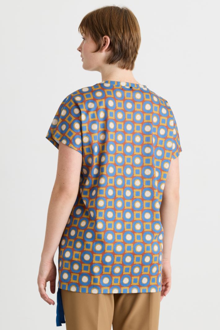 T-shirt con drappeggio regolabile - ARANCIONE AZZURRO - Intrend - 4