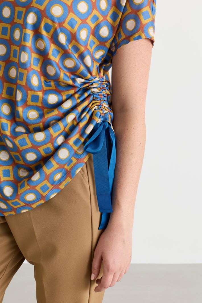 T-shirt con drappeggio regolabile - ARANCIONE AZZURRO - Intrend - 3