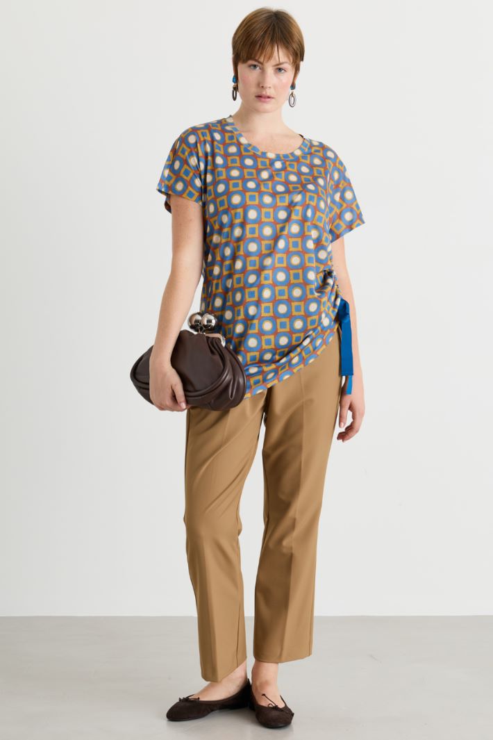 T-shirt con drappeggio regolabile - ARANCIONE AZZURRO - Intrend
