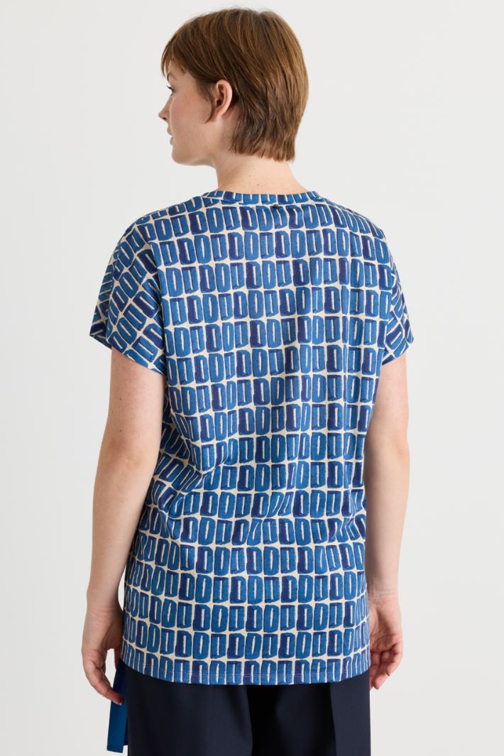 T-shirt con drappeggio regolabile - AZZURRO BIANCO - Intrend - 4