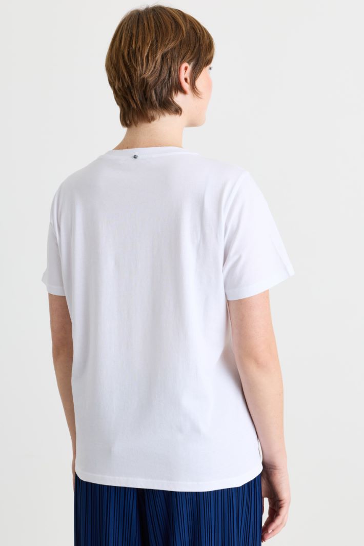 T-shirt in jersey con ricamo - BIANCO - Intrend - 4