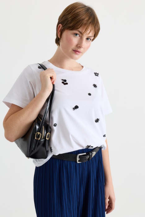 Embroidered jersey T-shirt - Intrend