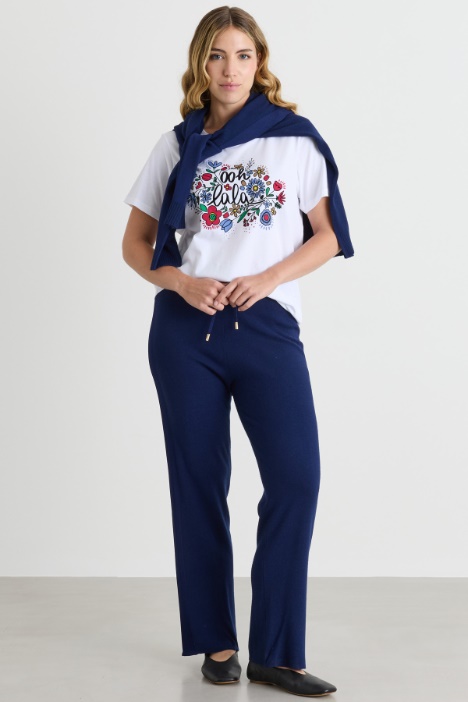 T-shirt in jersey con stampa floccata - Intrend