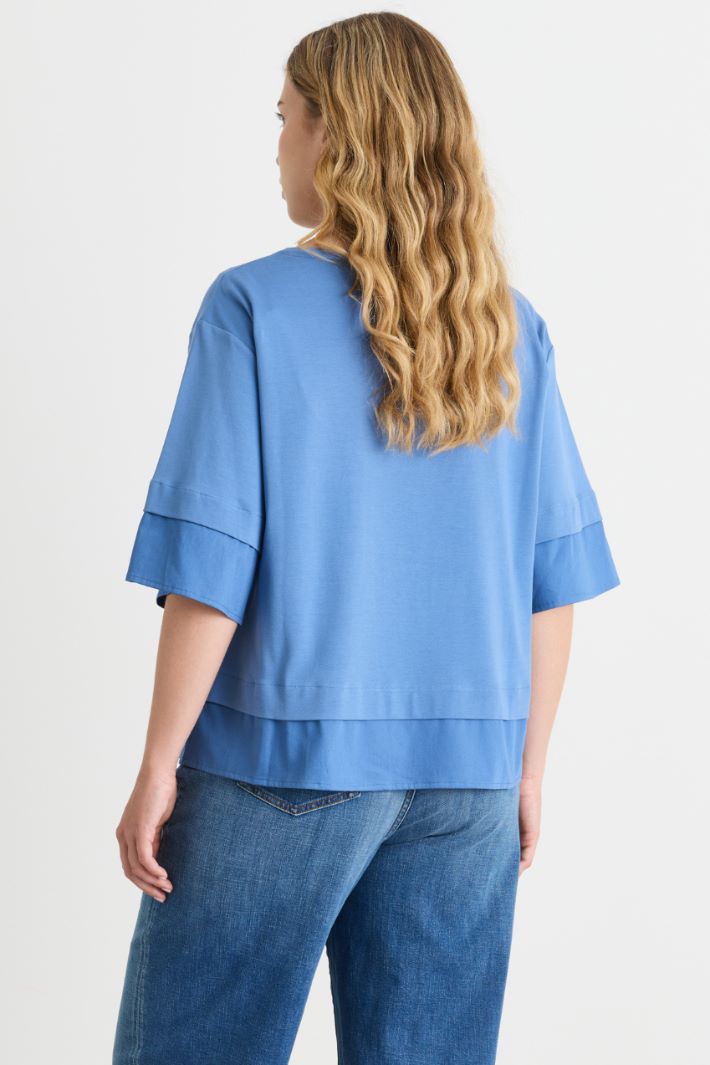 T-shirt in jersey e raso - AZZURRO - Intrend - 4