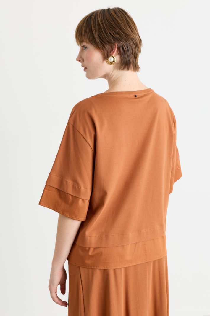 T-shirt in jersey e raso - ARANCIONE - Intrend - 4
