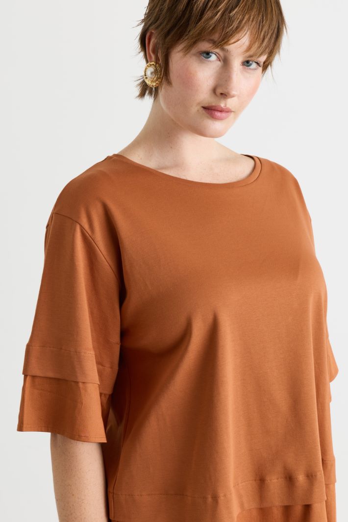 T-shirt in jersey e raso - ARANCIONE - Intrend - 3