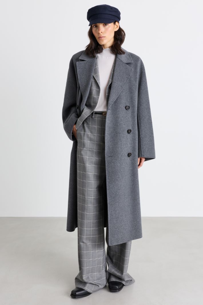 Long double-breasted coat - GREY - Intrend