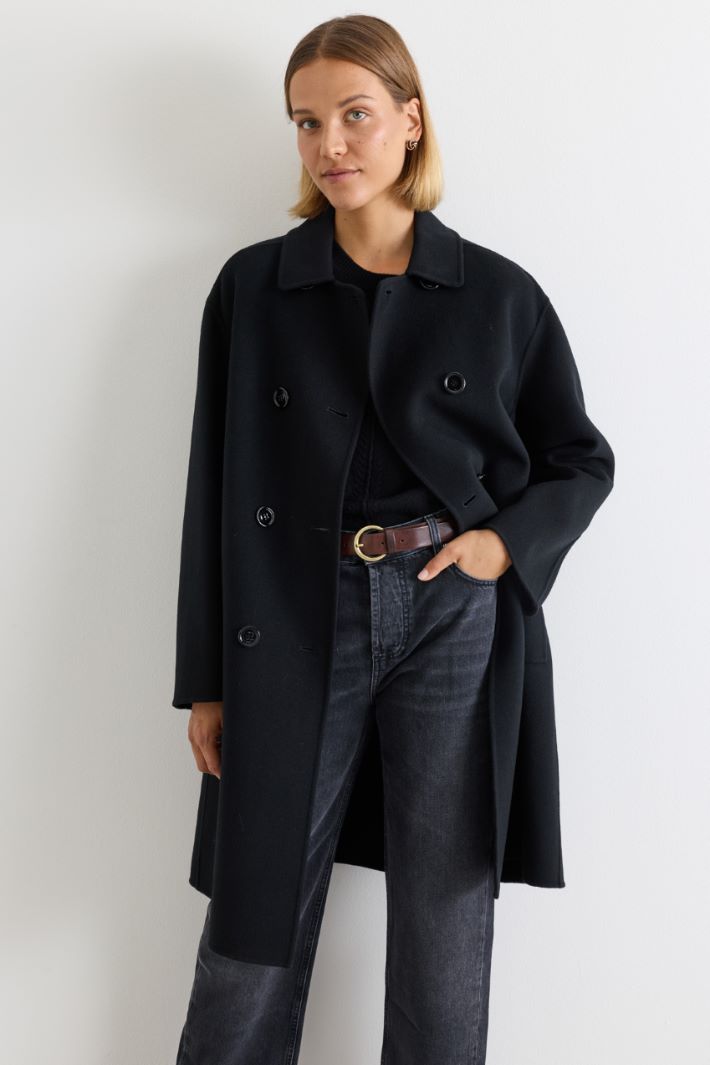 Long double-breasted coat - BLACK - Intrend - 2