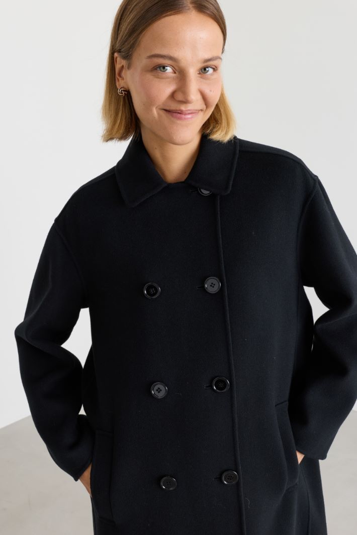 Long double-breasted coat - BLACK - Intrend - 3