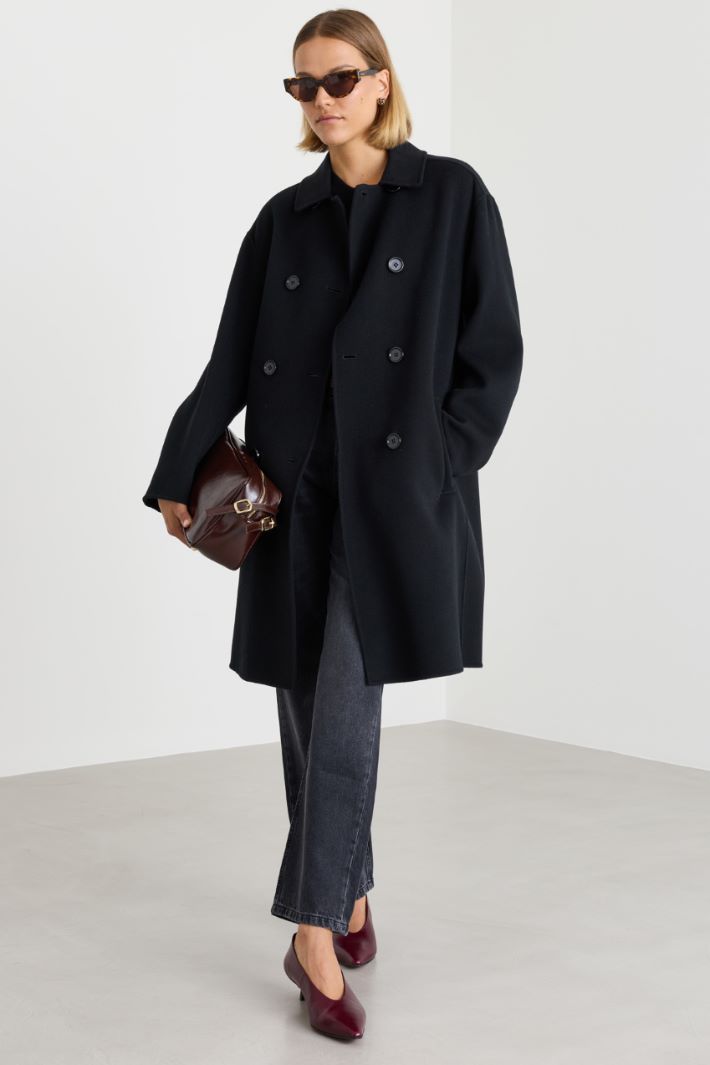 Long double-breasted coat - BLACK - Intrend