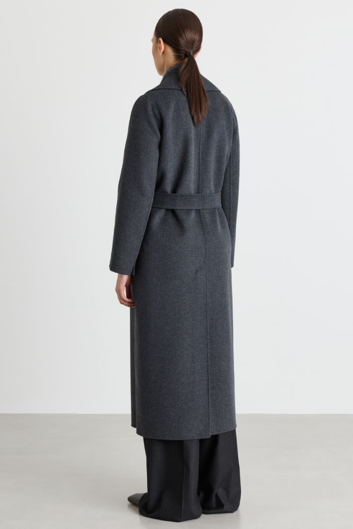 Manteau ceinturé en drap de laine - GRIS - Intrend - 4