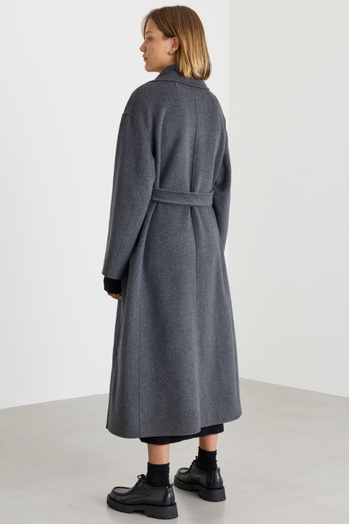 Double-Breasted Drap Coat - GREY - Intrend - 4