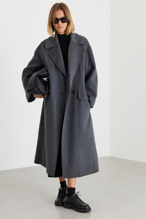 Manteau croisé en drap de laine - Intrend