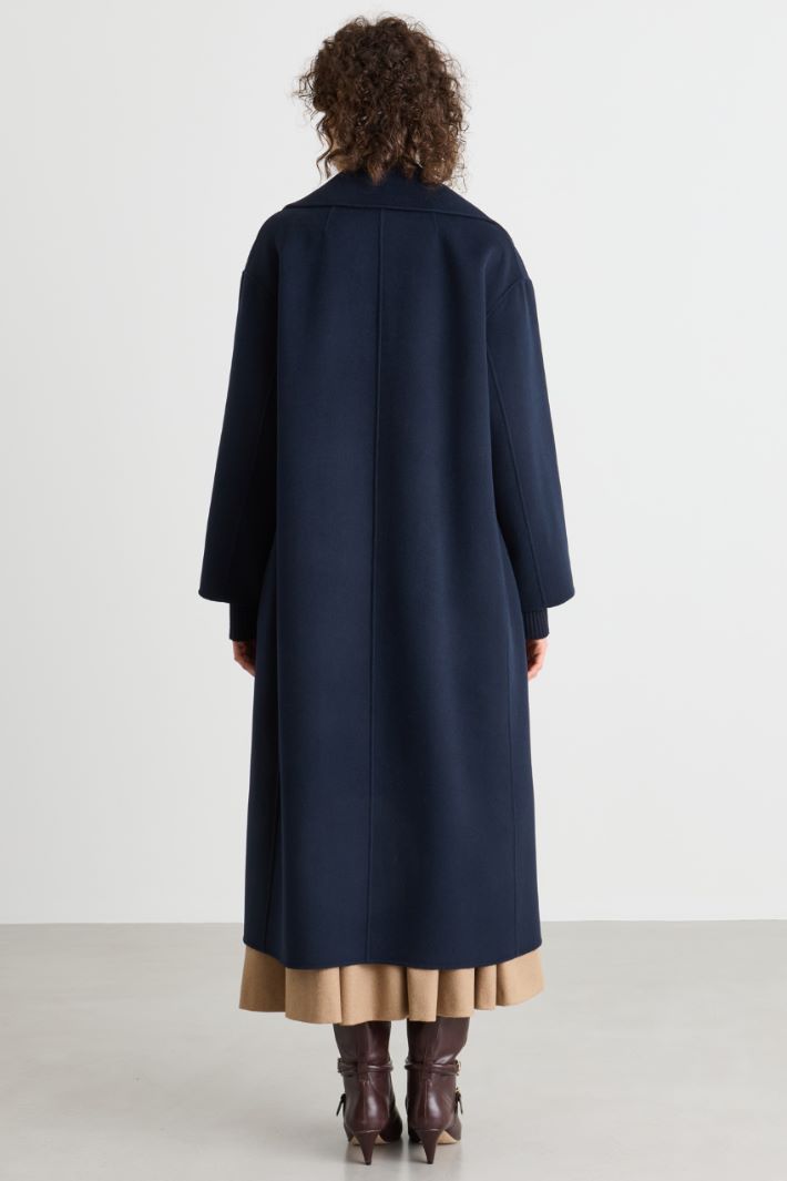 Double-Breasted Drap Coat - BLUE - Intrend - 4