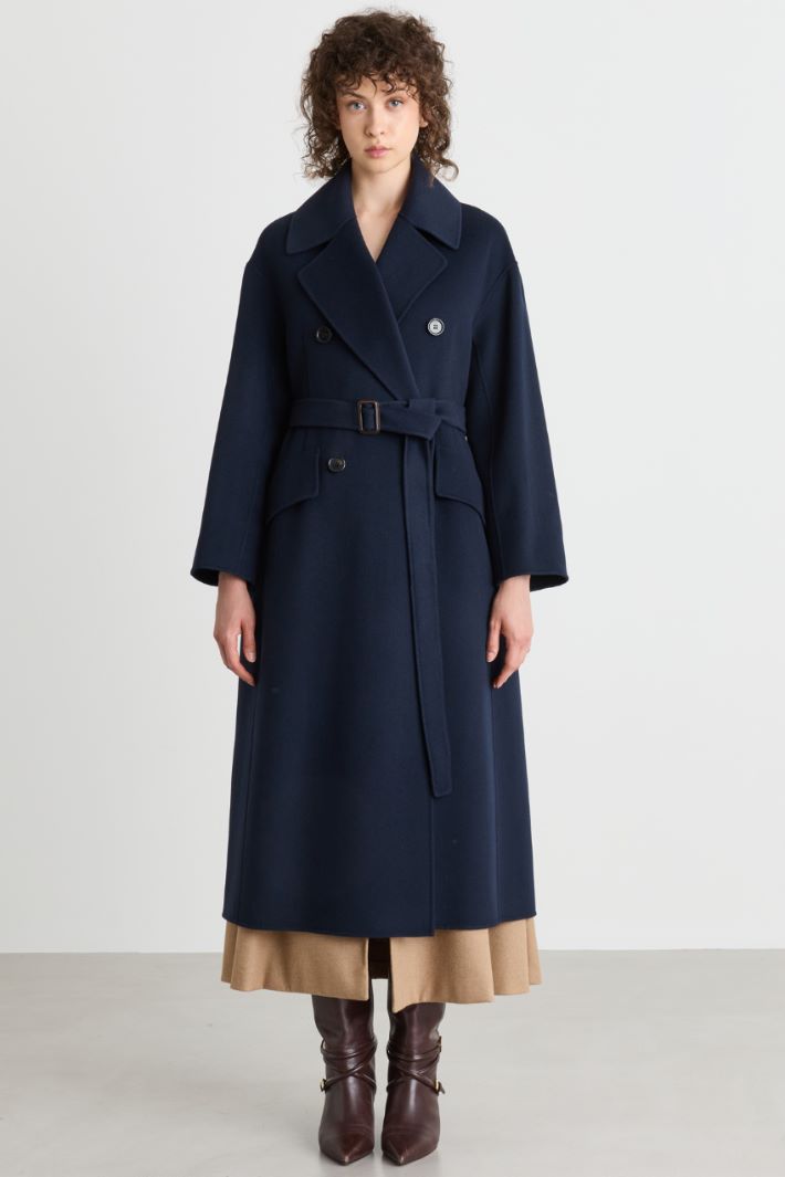 Double-Breasted Drap Coat - BLUE - Intrend - 2