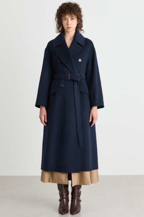 Cappotto doppiopetto in drap di lana