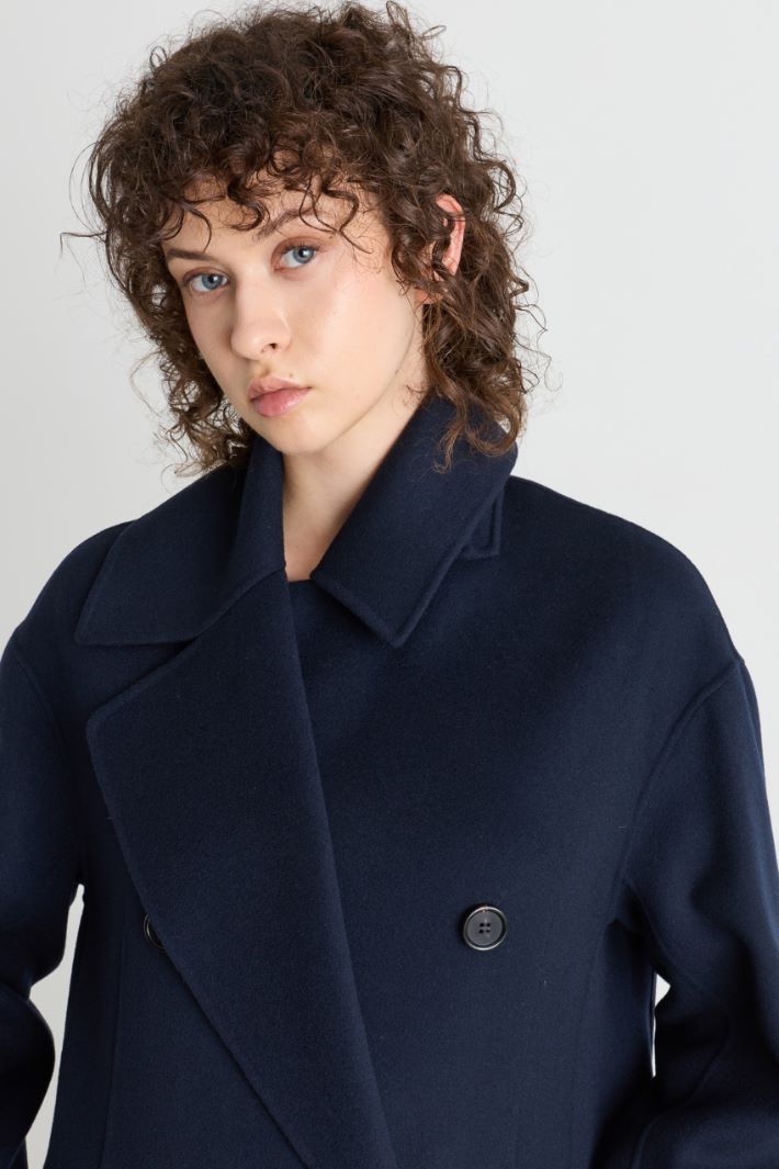 Double-Breasted Drap Coat - BLUE - Intrend - 3