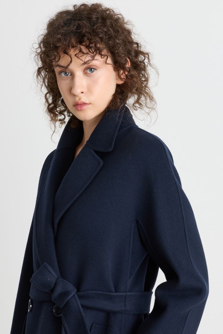 Double-breasted drap coat - BLUE - Intrend - 3