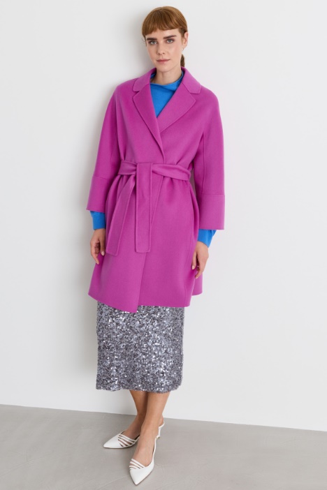 Cappotto cocoon a vestaglia in lana double