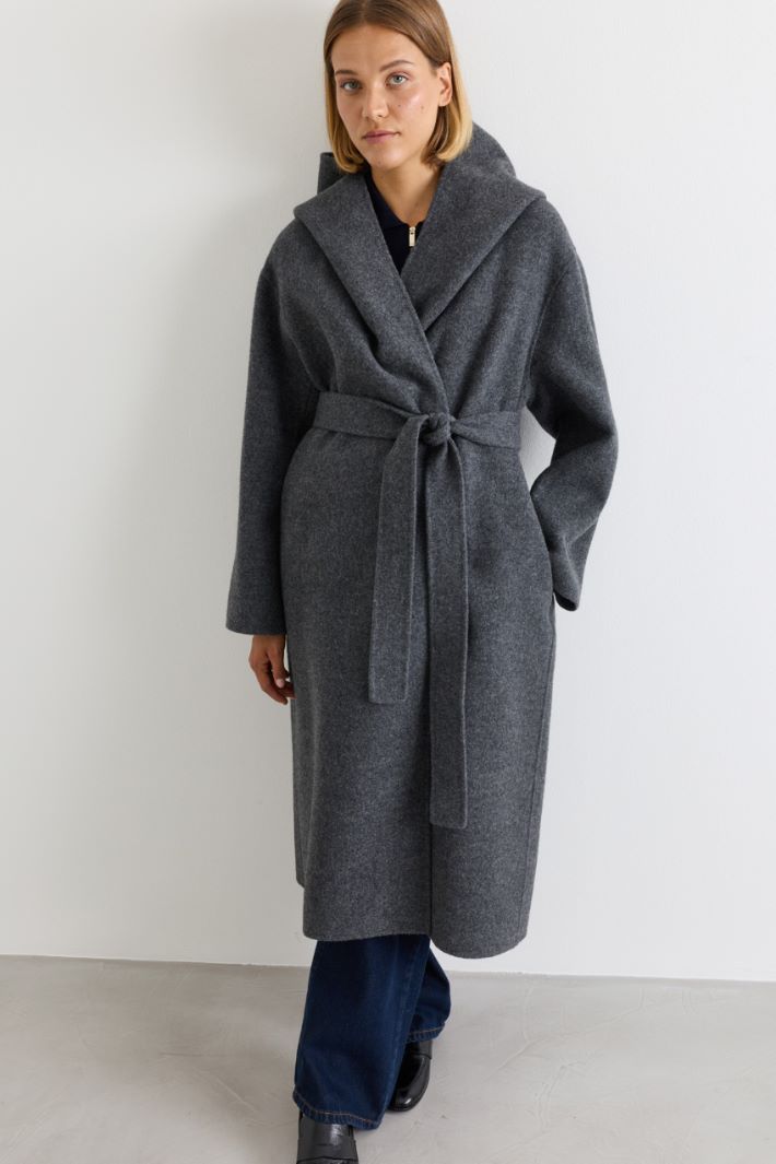 Robe coat with a generous hood - GREY - Intrend - 2
