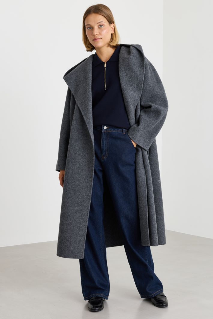Robe coat with a generous hood - GREY - Intrend