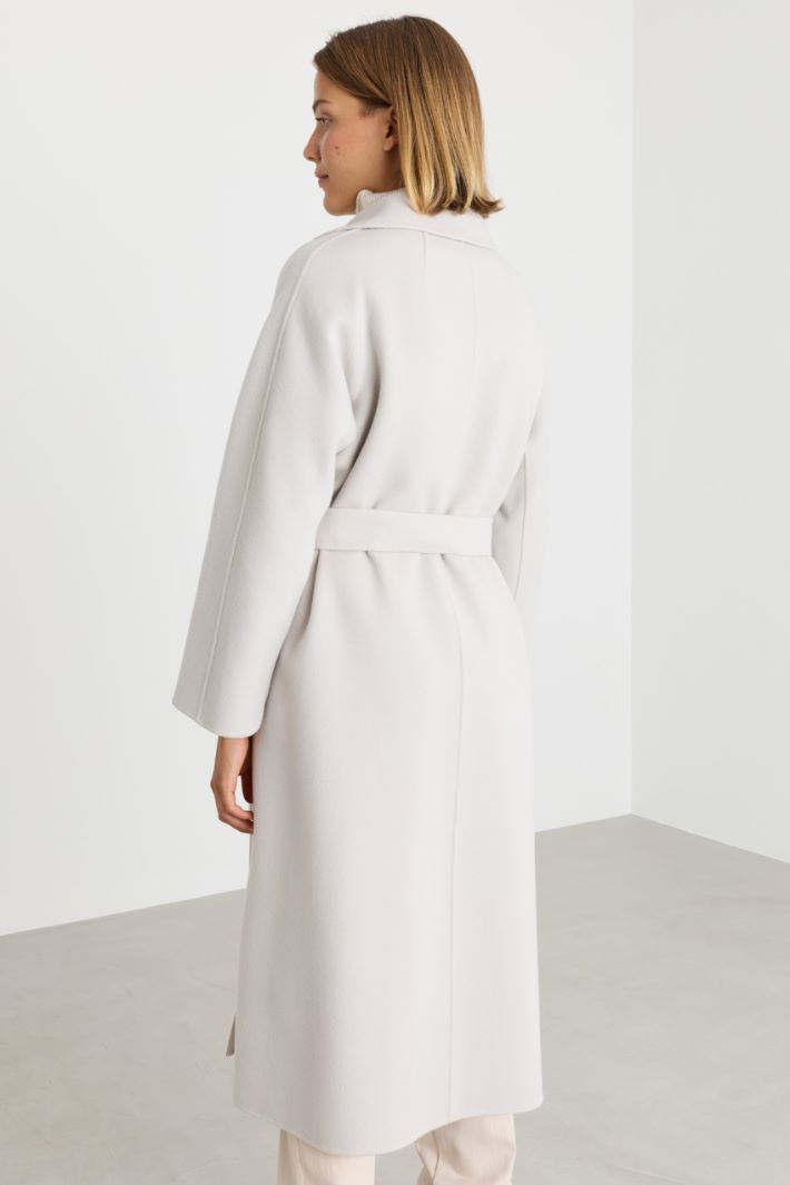 Cappotto in drap con cintura - BIANCO - Intrend - 4