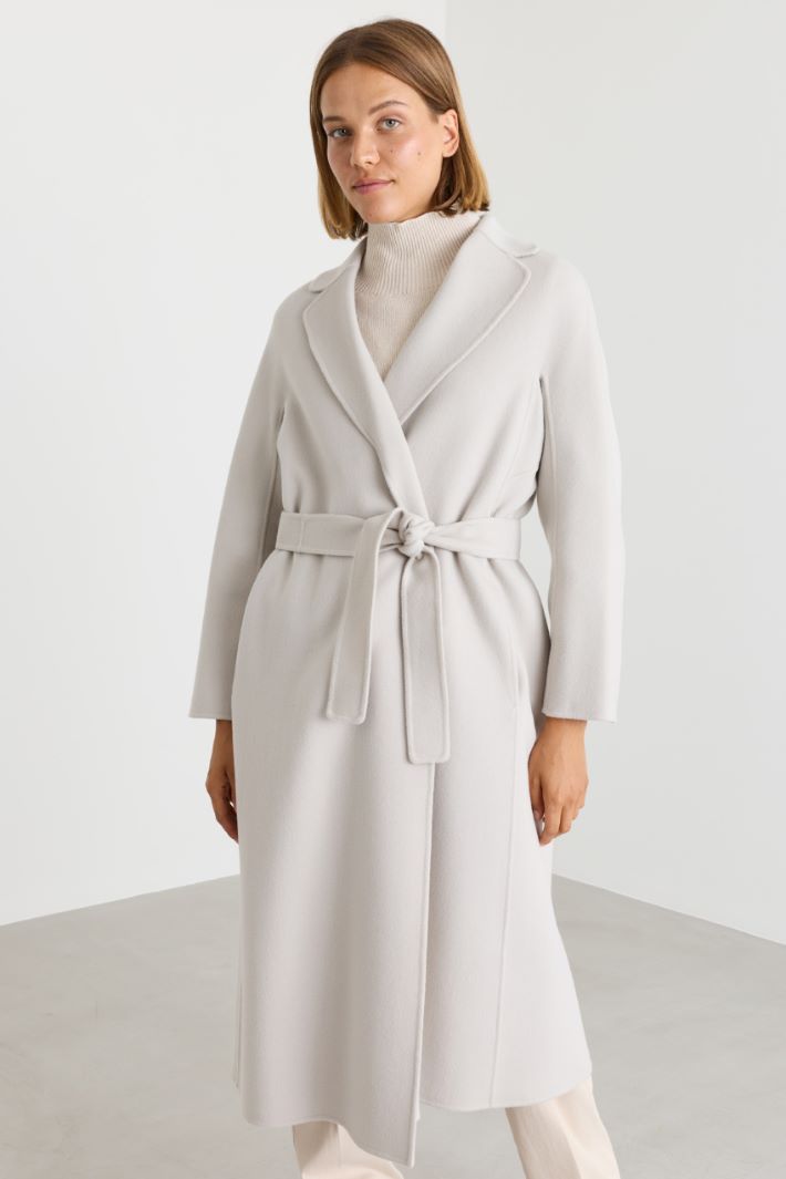 Cappotto in drap con cintura - BIANCO - Intrend - 2
