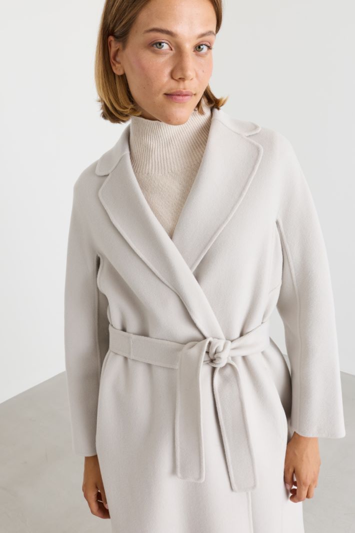 Cappotto in drap con cintura - BIANCO - Intrend - 3