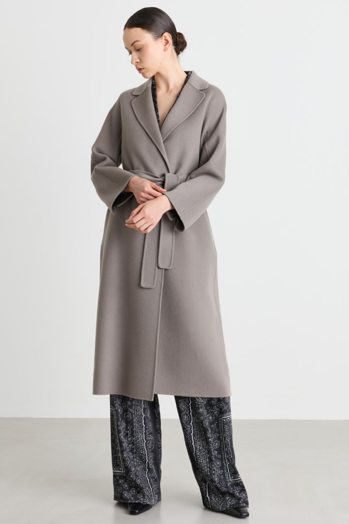 Cappotto in drap con cintura - GRIGIO - Intrend - 2